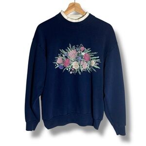 Vintage 90's Grandmacore Whim Z Layered Crewneck Floral Sweatshirt